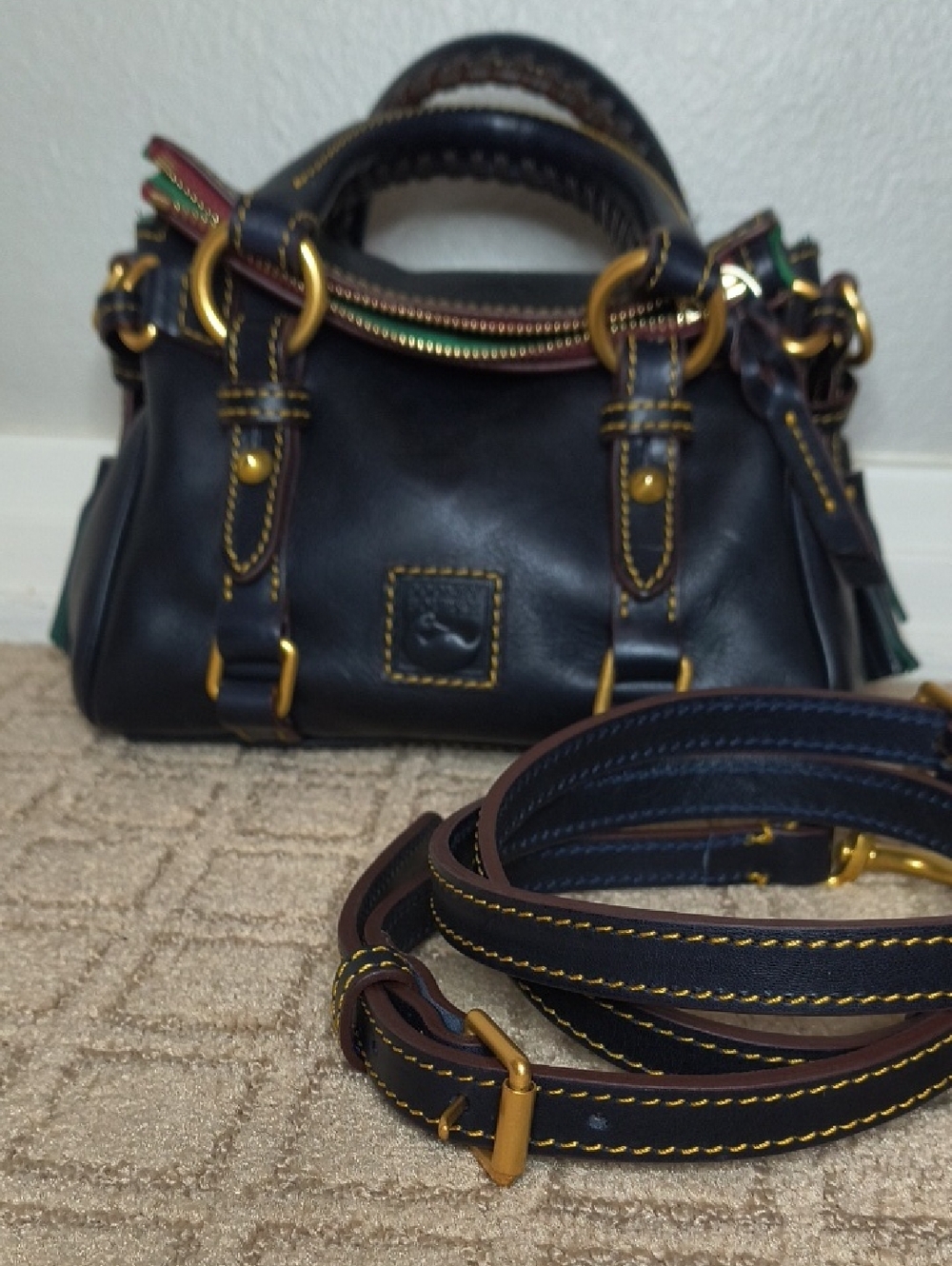 Dooney and Bourke Florentine Nano Satchel In Navy